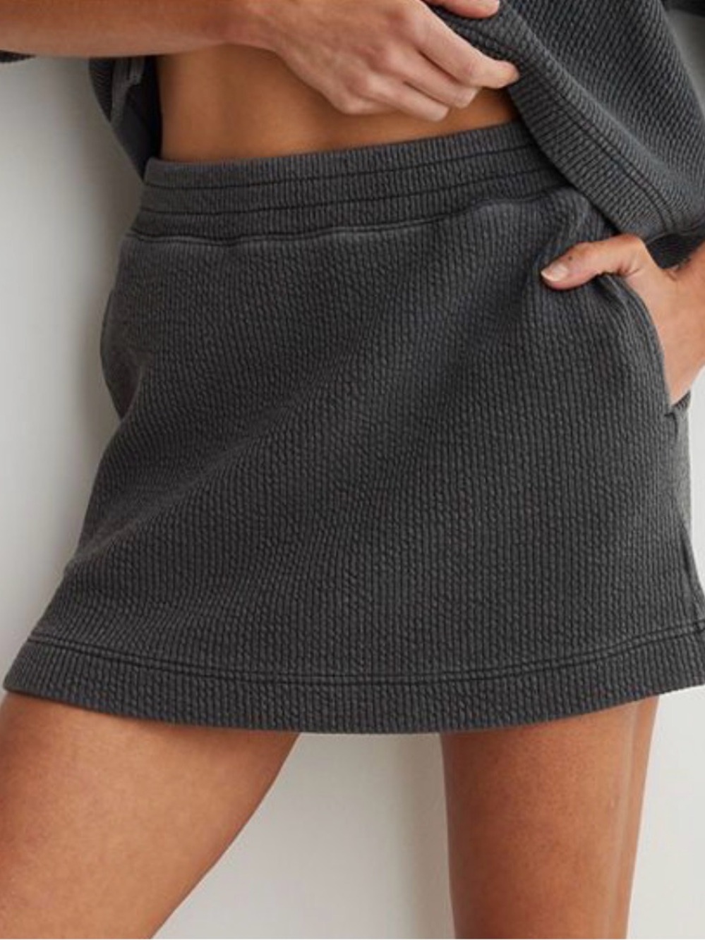 Aerie Wonder Polo Sweatshirt & Skirt Set- Charcol - Picture 2 of 5